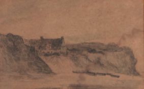 Attributed to James Stark (British,1794-1859) 'Mundesley Beach', black chalk on buff paper,