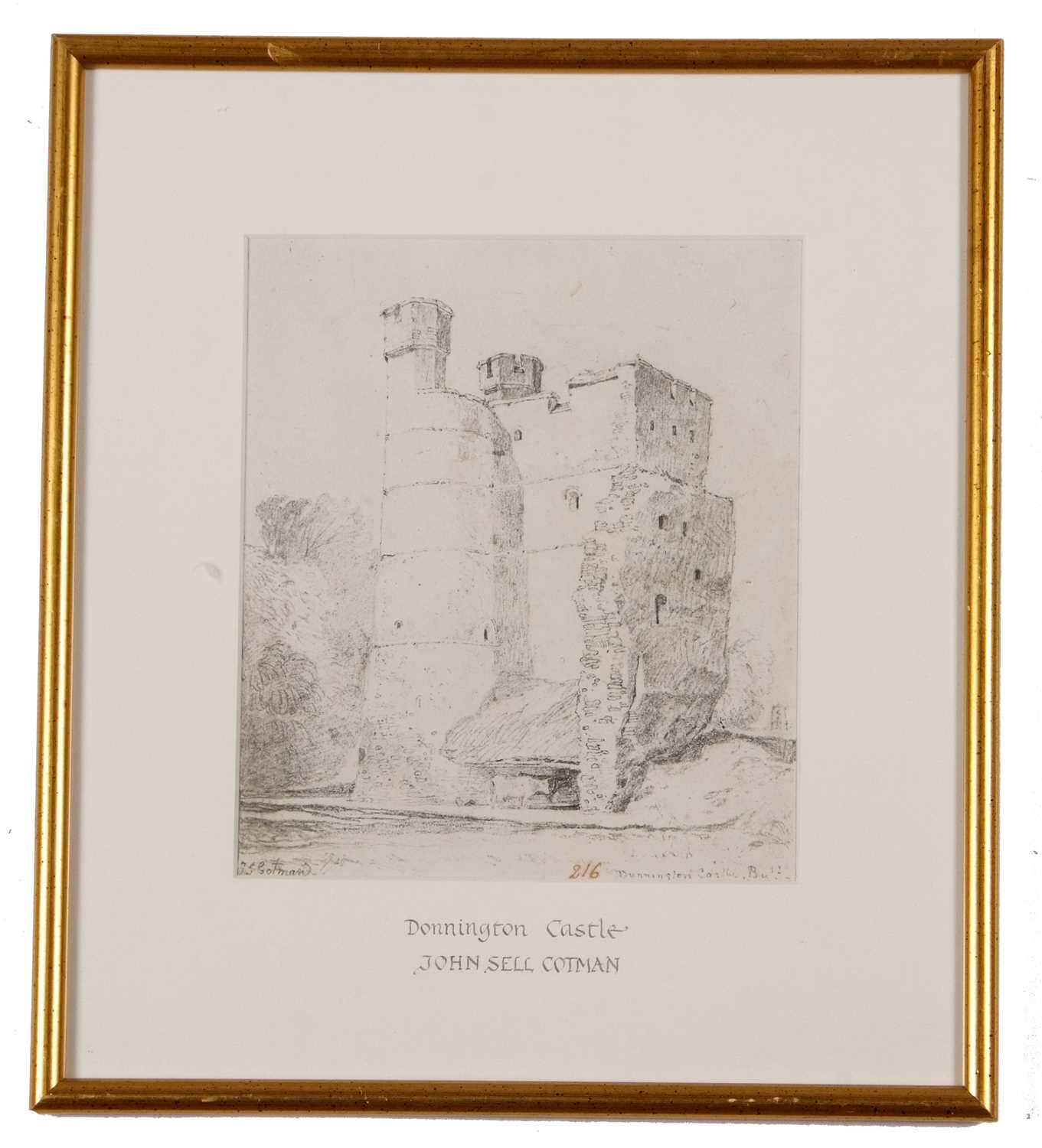 John Sell Cotman (British,1782-1842), 'Donnington Castle-Berkshire', pencil on paper, signed and - Image 2 of 2