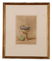 Miles Edmund Cotman (British,1810-1858), 'Font, Great Plumstead Church', watercolour, signed and