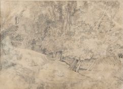 Attributed to John Sell Cotman (British,1782-1842), Sheep crossing a Country Pathway, pencil on