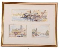 Clifford John (British, b.1934), 'The French Port of Agde' watercolour, signed, RSMA label on