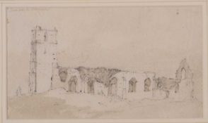 Attributed to John Sell Cotman (1782-1842), 'Dunwich Church', pencil and wash, inscribed 'Dunwich