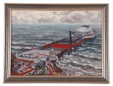 Attributed to Derek Inwood (British,1925-2012), A view over Cromer pier, oil on board, unsigned,