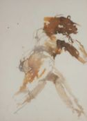 Contemporary sketch of a nude standing from back, titled 'Movement' initialled MC and dated 85 (