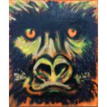 Contemporary school, large graffiti on canvas, head of a gorilla, unframed, 100cm wide