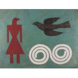 Peter FOX (British b. 1952) Bird Headed Goddess, Oil on paper, Signed lower right, titled, signed