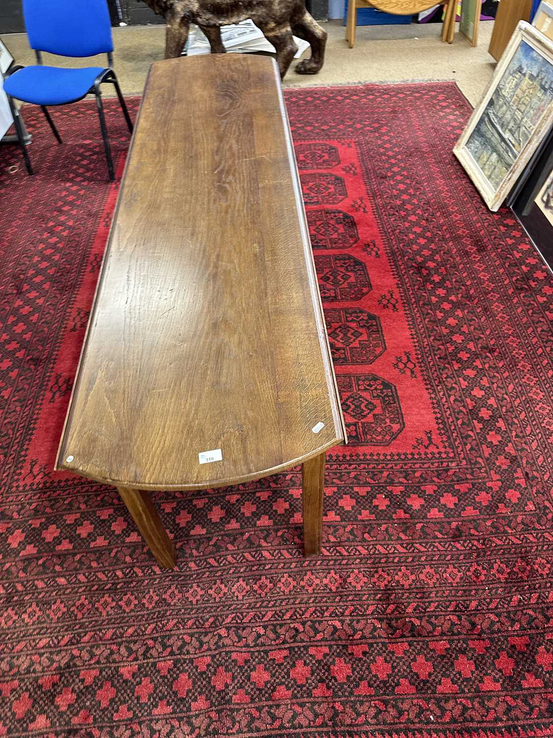 20th Century large oval oak wake style table, 198cm wide - Image 2 of 5