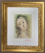 Salvador Dali (Spanish, 1904-1989), "The Face of Virgil", woodcut and block, hand signed, Le