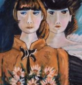 Dennis BUSWELL (British b. 1952) Two Young Ladies, Oil on board, Signed and dated July 2018 verso,