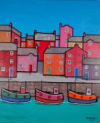 Paul BURSNALL (British b. 1948) Quay Characters, Acrylic on canvas, Signed and dated 2023 lower