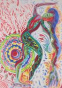 South American contemporary, Colourful carnival figure, watercolour, signed 'Maximilian 98' bottom