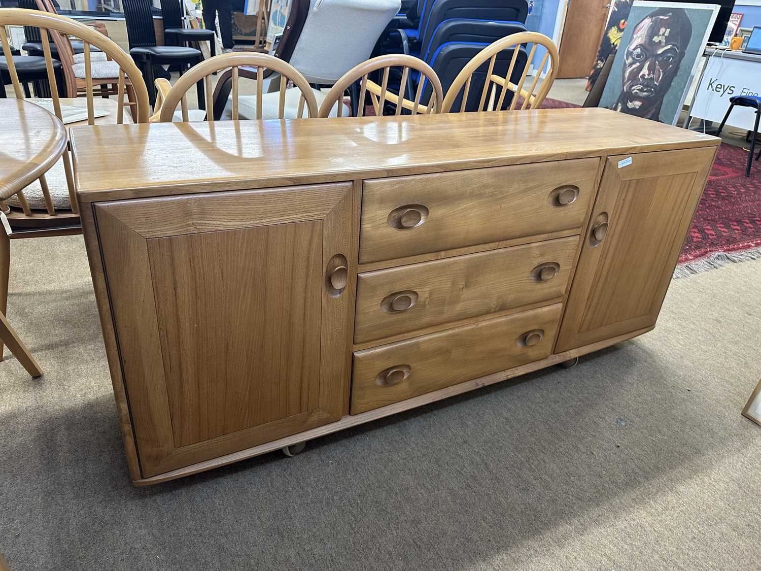Ercol light elm sideboard with two doors and three drawers, 156cm wide - Image 2 of 4