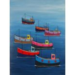 Paul BURSNALL (British b. 1948) Sea Fleet, Acrylic on canvas, Signed and dated 2018 lower right,