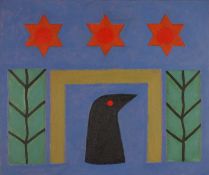 Peter FOX (British b. 1952) Untitled Abstract - Blue with Red Stars, Oil on canvas, Signed and dated