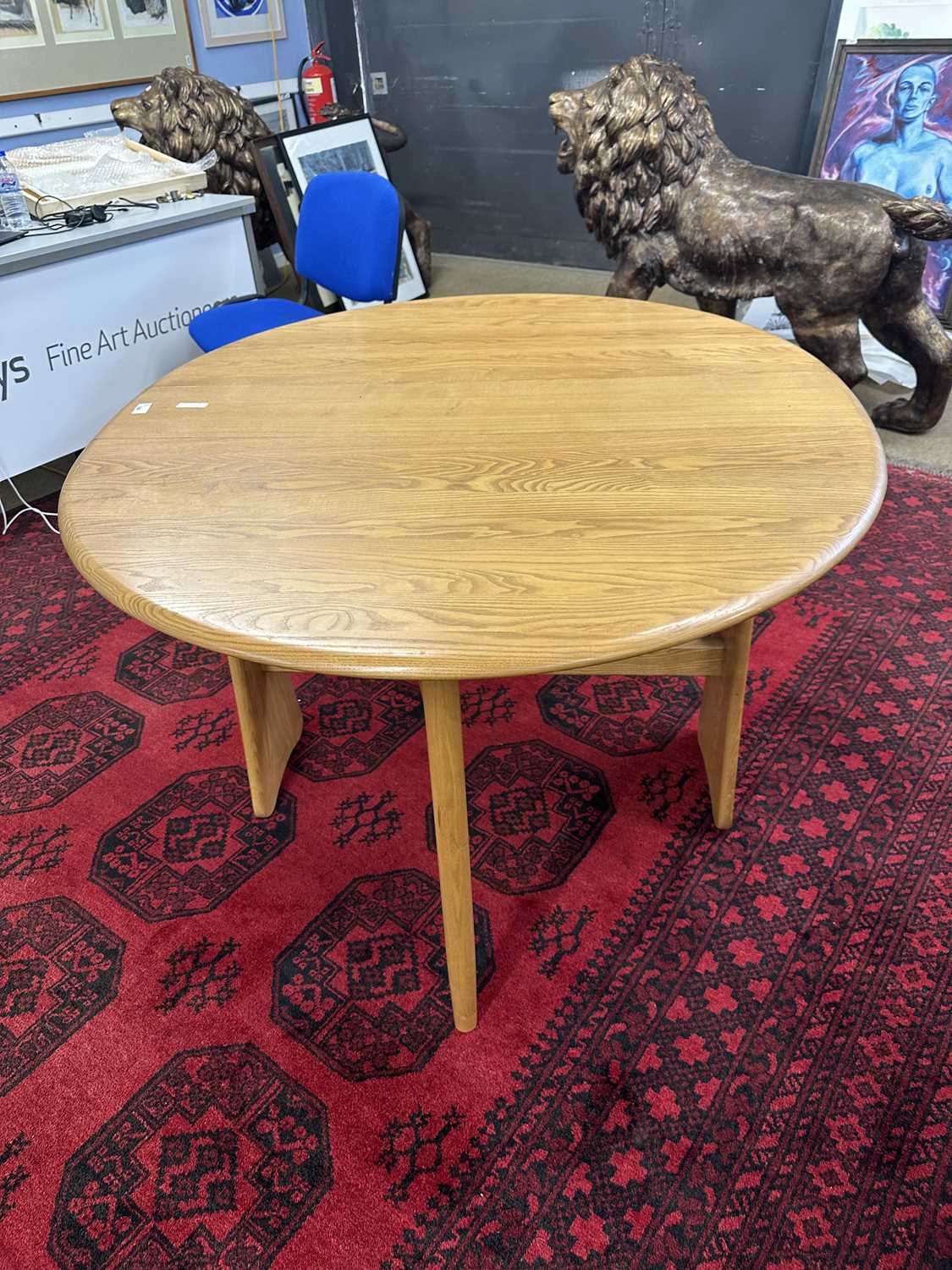 Narrow Ercol drop leaf light elm dining table, 107cm wide - Image 2 of 5
