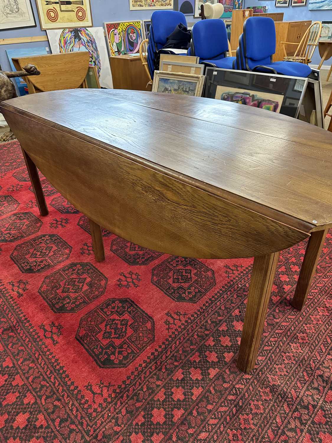 20th Century large oval oak wake style table, 198cm wide - Image 5 of 5