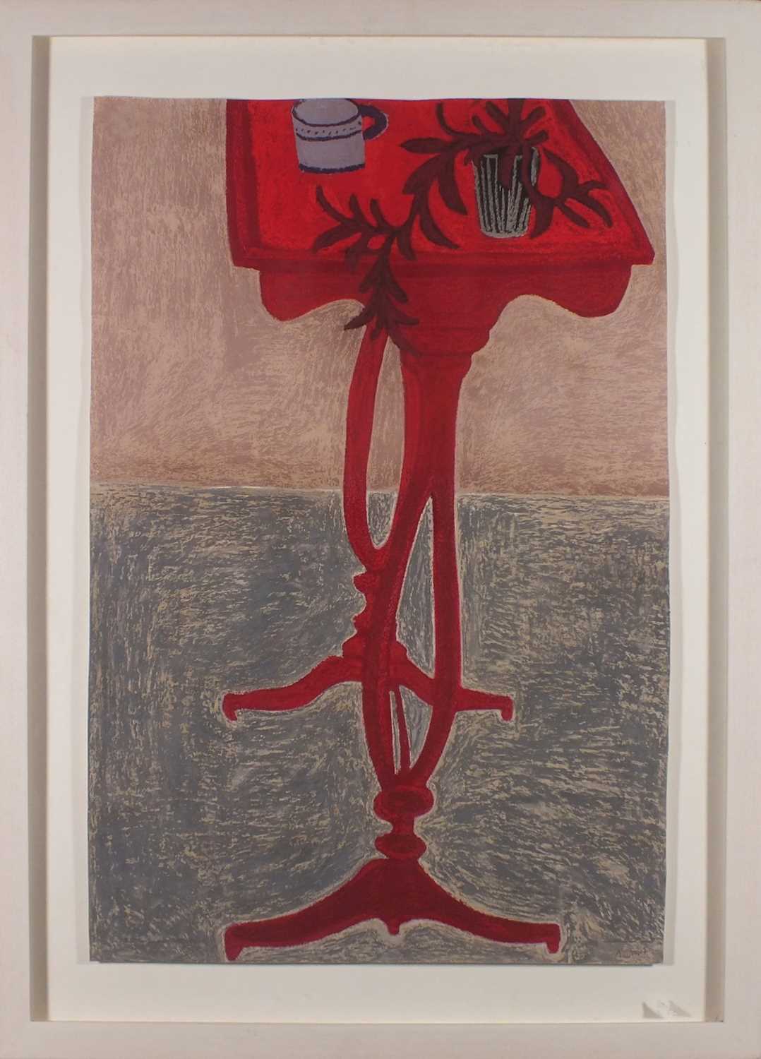 Angela A'COURT (b.1961), 'Red Table', soft pastel, signed. 29.5" X 19.5" (75cm x 49cm)