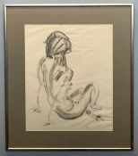 Judith Harris (British, contemporary) side profile of a female nude study, inscribed on verso: '10