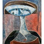 South African School, 20th Century, Abstract portrait, oil on board, unframed, unsigned.