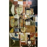 South African School, 20th Century, Abstract figures, oil on board, unsigned.