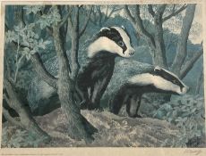 After Charles Frederick Tunnicliffe (1901-1979), wandering Badgers, limited edition lithograph,