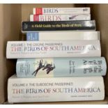 Box containing various titles, Birds of South America, Ridgley & Tudor, Birds of the High Andes