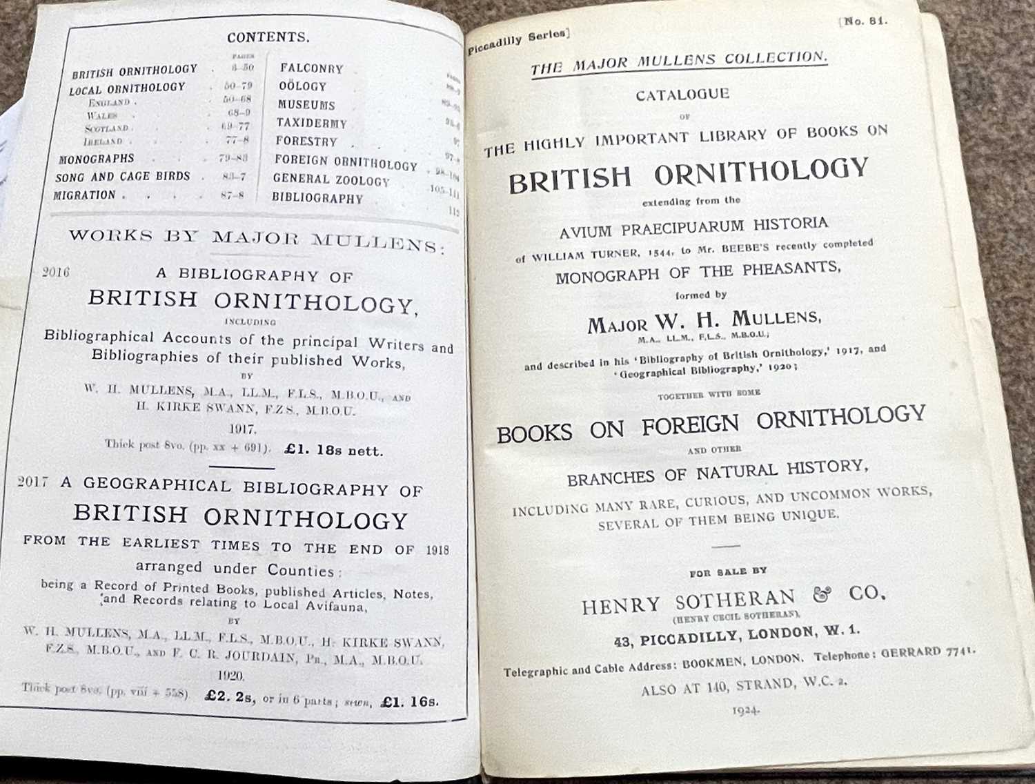 British and Foreign Ornithology Catalogue, Major W H Mullens - Image 3 of 3