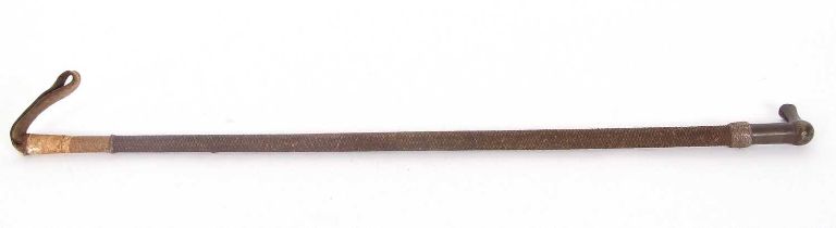 An antique hammer head riding crop with presentation engraving and dated 1862, plaited wire