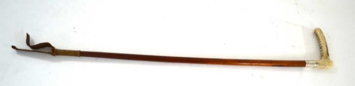 Silver band antler handle riding crop