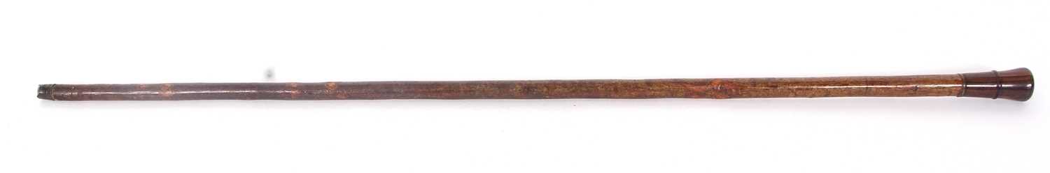 Mid 19th Century horse measuring stick in a bamboo shaft, screw on top with pull out satin wood