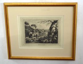 pair of 18th century black and white etchings of fox hunting by William Samuel Howitt 1798-9