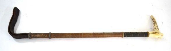 Heavy antler handle riding crop/ hunting whip