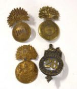 Quantity of four Victorian Glengarry and Shako cap badges to include 104th Infantry of Foot,