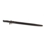 American M1917 pattern Enfield bayonet in leather scabbard dated 1917, stamped with US flaming