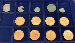 Qty of coins to include 8 Elizabeth ll bronze half pennies dated 1967ad, a judaean king Herod bronze