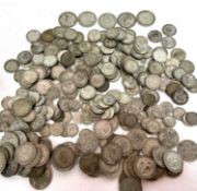 Large collection of English half silver coinage (1920 - 1946) 5x half crowns, 55x florins, 130x