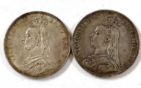 GB, Victoria, Crowns 1887 and 1889 (qty 2)