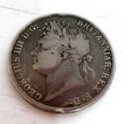 1821 King George lV silver crown coin