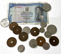 Small quantity of Queen Elizabeth II Rhodesian coinage from the 50s, 60s and 70s with one ten