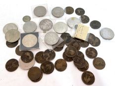 A quantity of assorted coins and commerative medallions to include 6 Churchill crowns, 3 QEII 1977