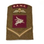 Second World War Royal Army Medical Corps Airborne Insignia on battledress cloth to include Royal