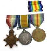 World War One British Medal trio comprising 1914-15 Star, 1914-18 War Medal, 1914-19 Victory Medal