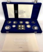 2000 Elizabeth ll, 13 coin Millennium silver proof set cased with certificate