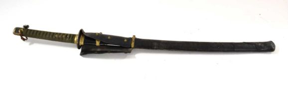 Second World War Imperial Japanese Officers landing sword/katana with steel blade, metal tsuba,