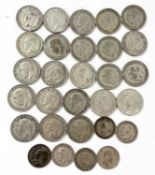 Collection of GB Florins, 1921-24, 1926,, 1928-33, 1935-36, plus Shillings 1887 (2), 1910, 1915,