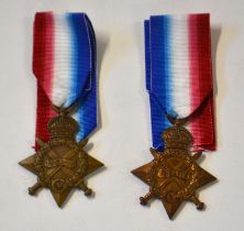 Two First World War 1914-15 Stars, impressed to 2882 Pte Matthew, Alveley Royal Regiment and T2-