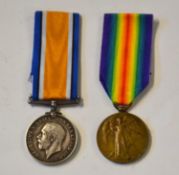 First World War Medal pair comprising 1914-18 War Medal and 1914-19 Victory Medal impressed to B.