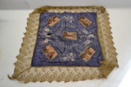 Silk First World War souvenir pillow case of arras 1915, Perot 1917 and Bapaume 1917 scenes
