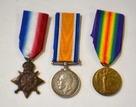 First World War British medal trio to include 1914-15 Star, 14-18 War medal, 14-19 Victory medal,