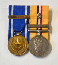 Elizabeth II British Medal pair to include former Yugoslavia NATO Service medal with clasp